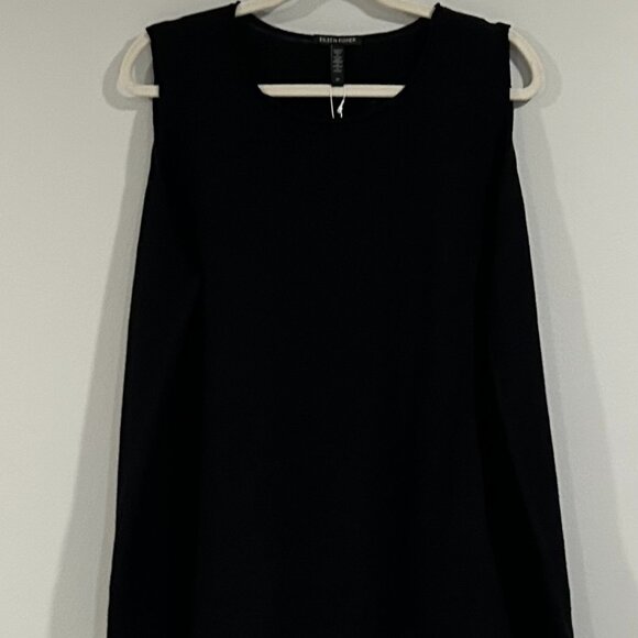 NWT Eileen Fisher Black  Extra Fine Merino Crew Neck Top Shell Size 2X - Picture 1 of 7